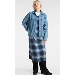 NWT Vans Antica Boxy‎ Blue Denim Long Sleeve Shacket Jacket Shirt Womens Medium
